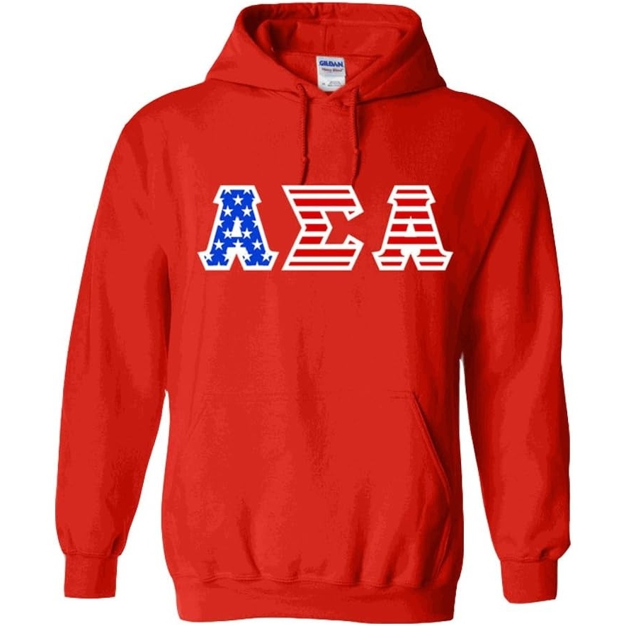 image:imageAlpha Sigma Alpha ASA Greek Letter American Flag HoodieRed