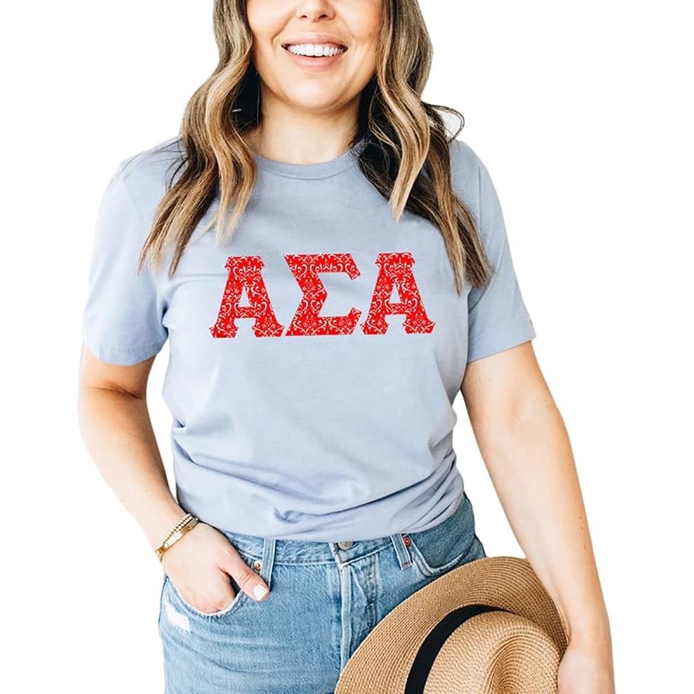image:imageAlpha Sigma Alpha Lettered Greek Short Sleeve TShirtIce Blue