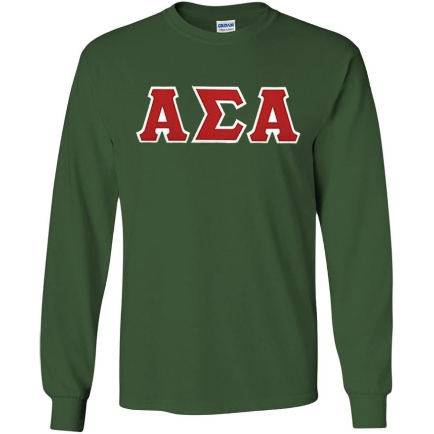 image:imageAlpha Sigma Alpha Lettered Long Sleeve TeeForest Green