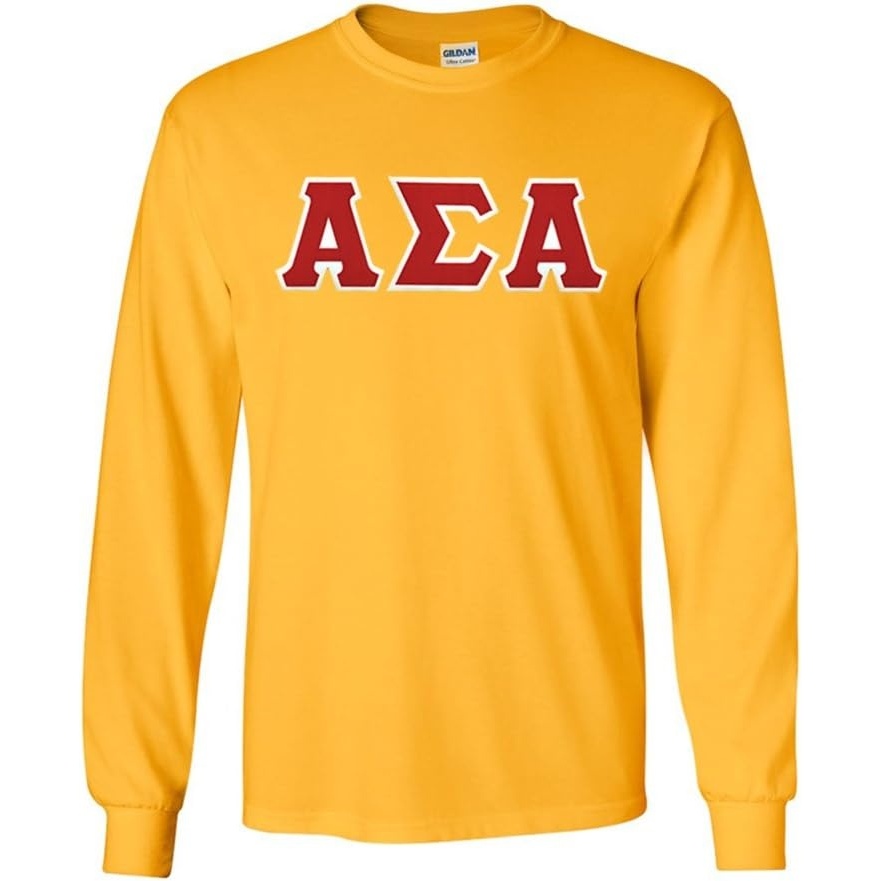 image:imageAlpha Sigma Alpha Lettered Long Sleeve TeeGold