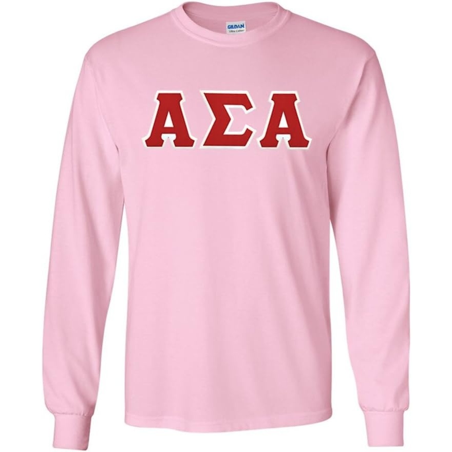 image:imageAlpha Sigma Alpha Lettered Long Sleeve TeeLight Pink