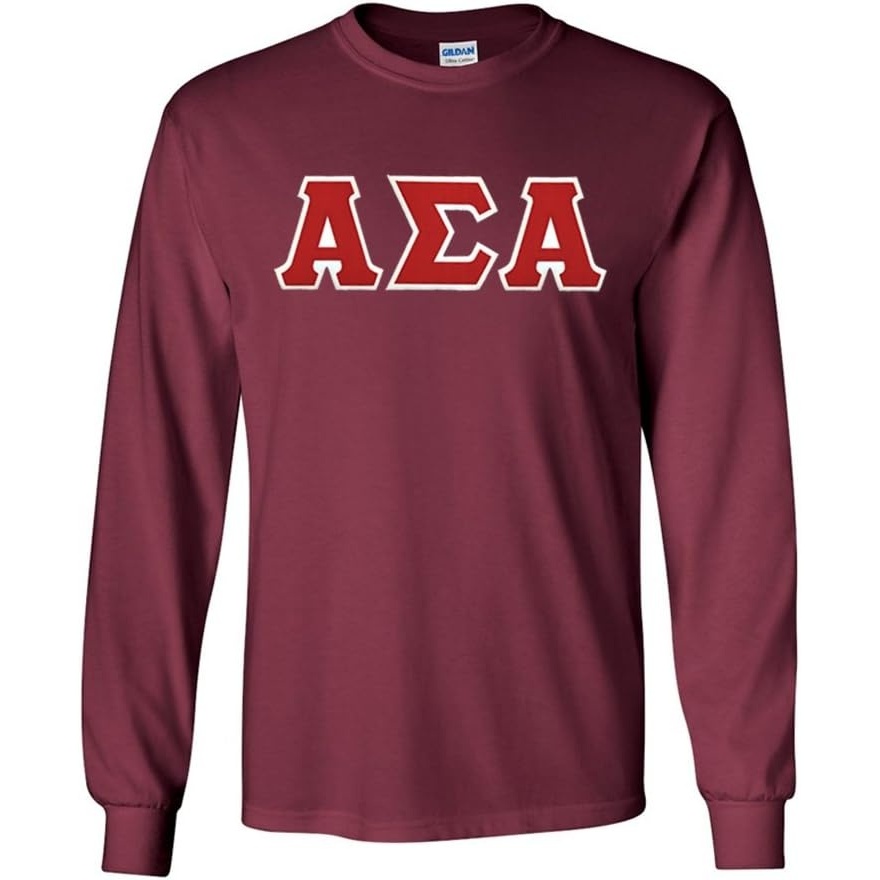 image:imageAlpha Sigma Alpha Lettered Long Sleeve TeeMaroon