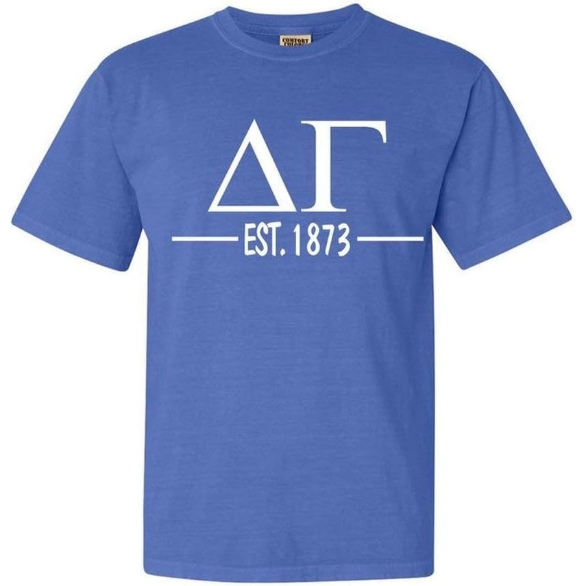 image:imageDelta Gamma Custom Greek Lettered Short Sleeve TShirtFlo Blue