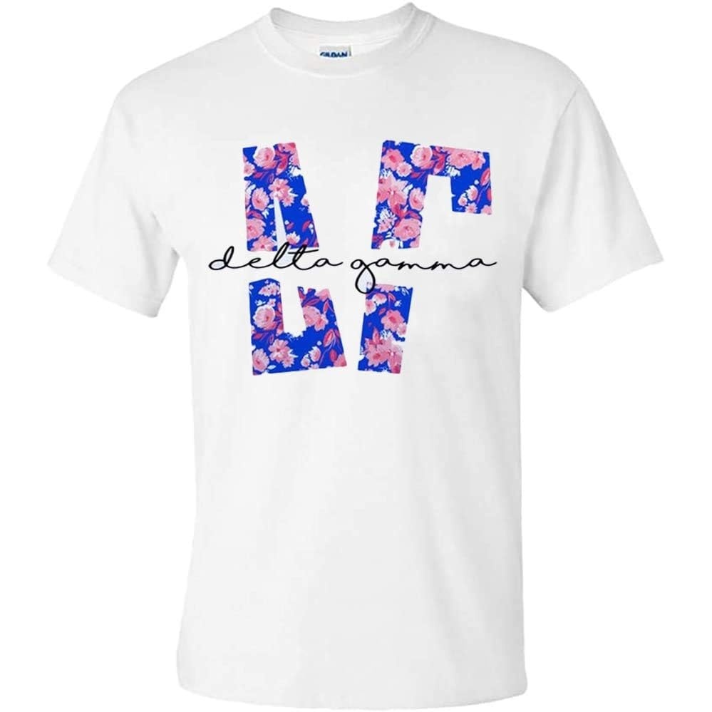 image:imageDelta Gamma Floral Big Lettered TShirtWhite