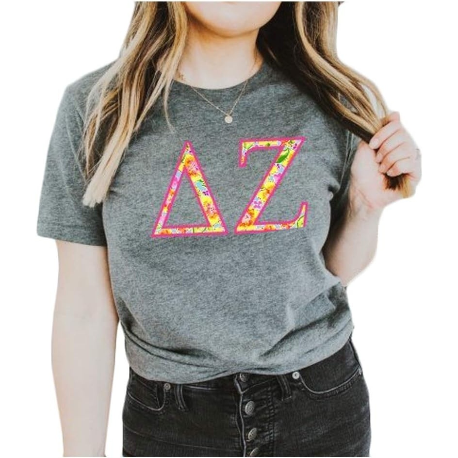 image:imageDelta Zeta Bright Flowers Lettered Short Sleeve TShirt