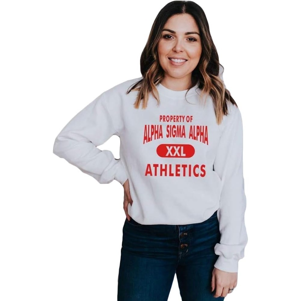 image:imageGreekgear Alpha Sigma Alpha ASA Athletics Crewneck SweatshirtWhite