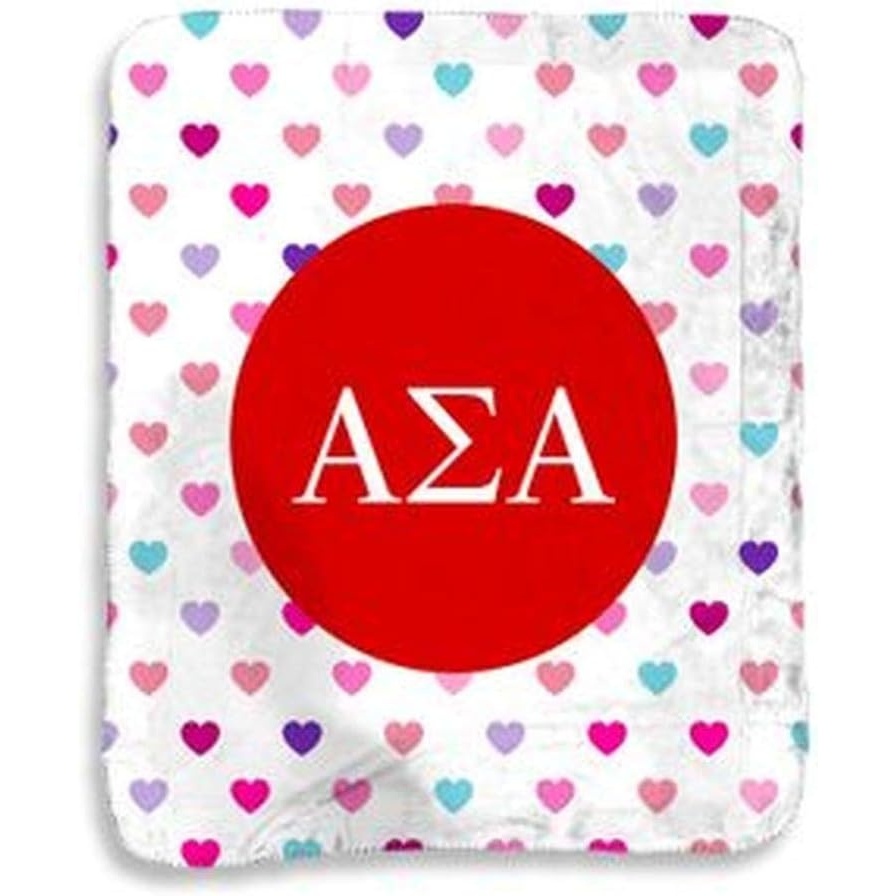image:imageGreekgear Alpha Sigma Alpha ASA Hearts Sherpa Lap Blanket