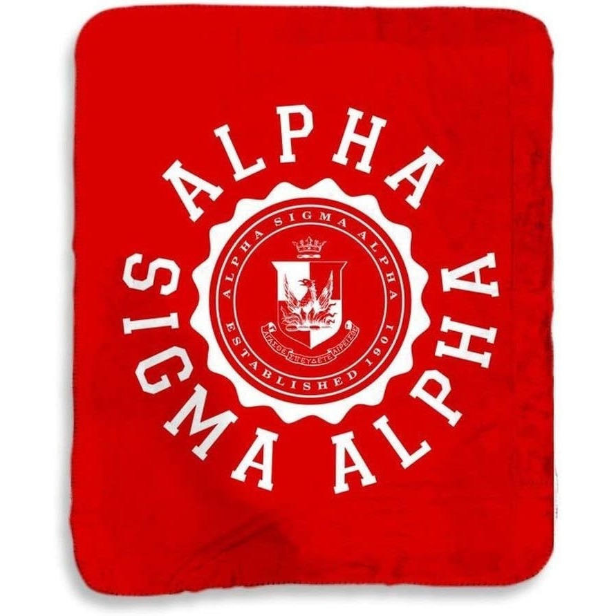 image:imageGreekgear Alpha Sigma Alpha ASA Seal Sherpa Lap Blanket Red