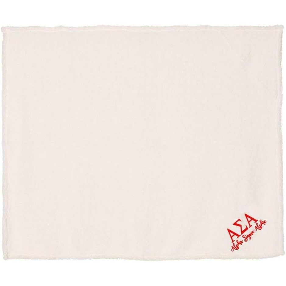 image:imageGreekgear Alpha Sigma Alpha ASA Sherpa Blanket Natural wRed Thread Color