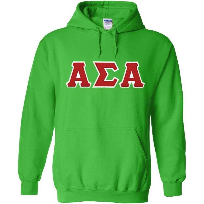 image:imageGreekgear Alpha Sigma Alpha Lettered Hooded SweatshirtIrish Green