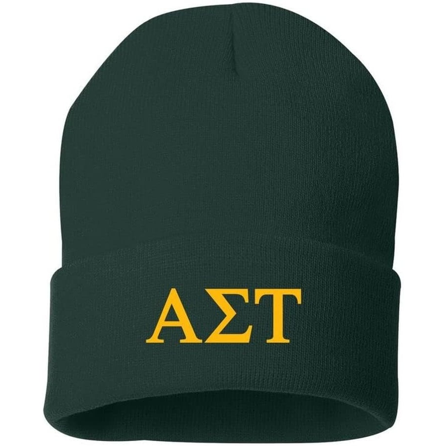 image:imageGreekgear Alpha Sigma Tau AST Greek Letter Knit Cap Forest Green