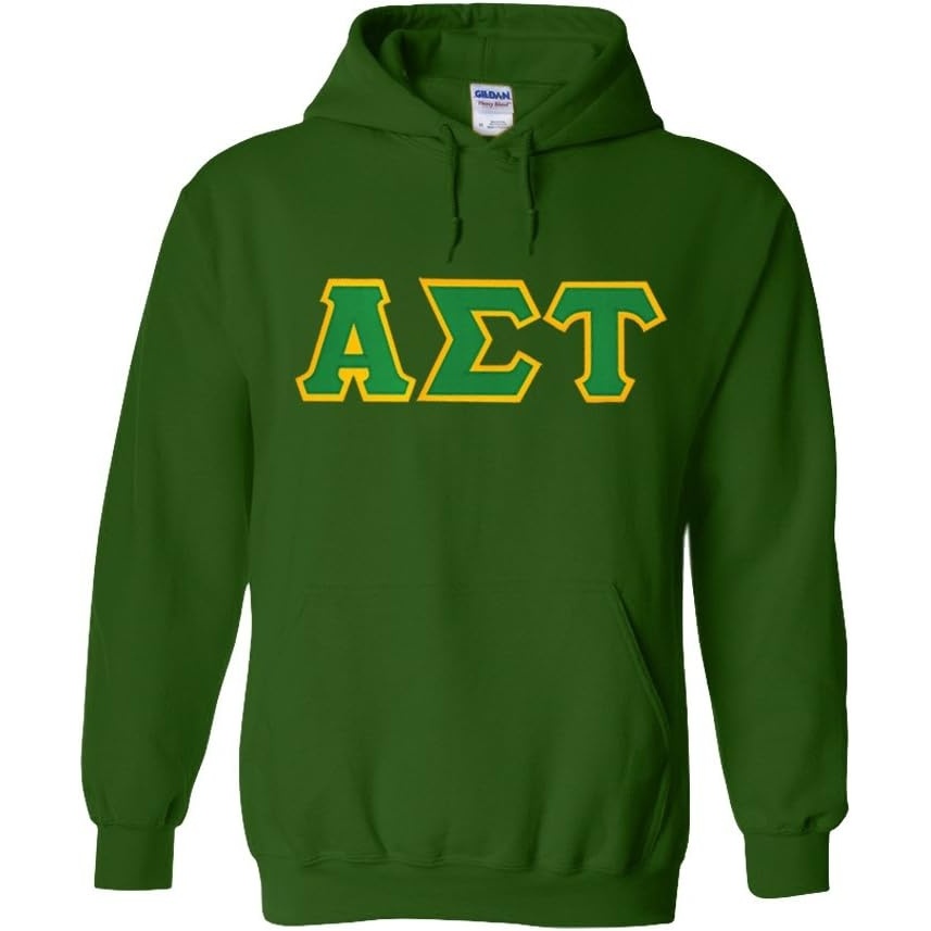 image:imageGreekgear Alpha Sigma Tau Lettered Hooded SweatshirtForest Green