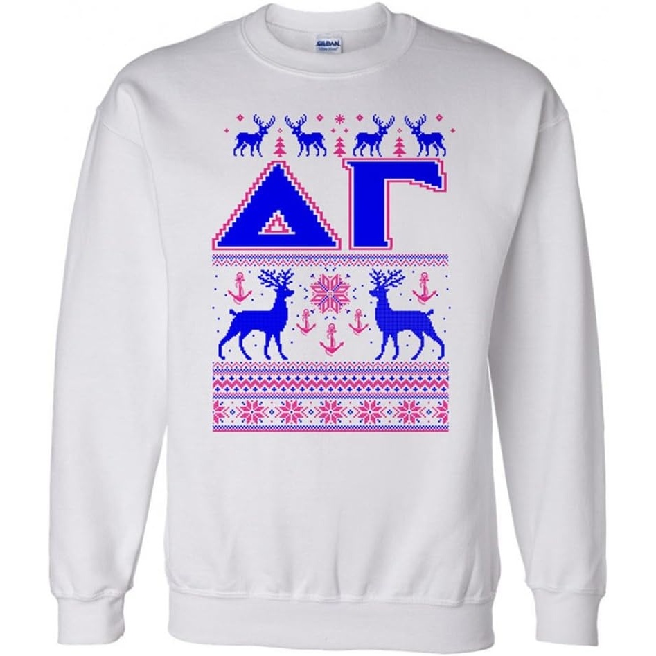 image:imageGreekgear Delta Gamma Ugly Christmas Sweater Crewneck SweatshirtWhite