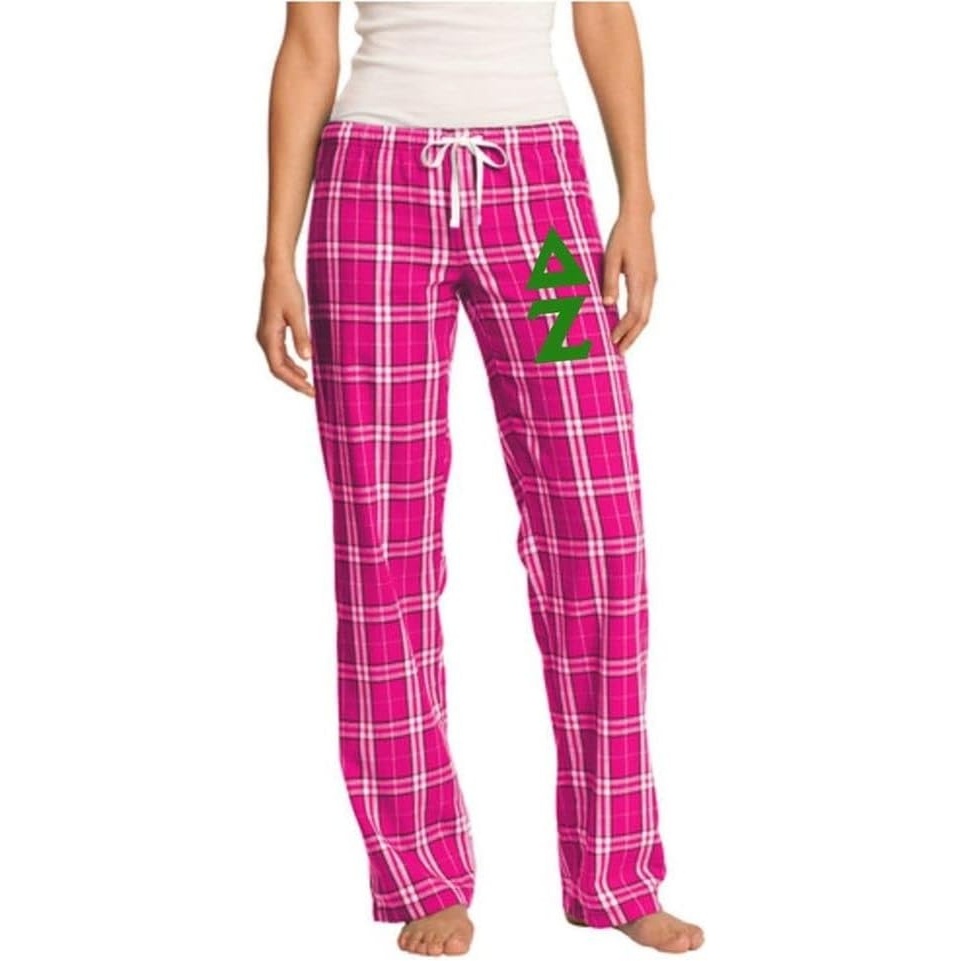 image:imageGreekgear Delta Zeta Womens Flannel Plaid Pant PJsFuchsia