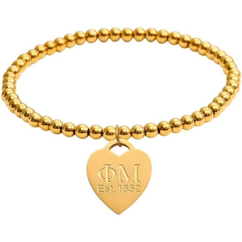 image:imageGreekgear Phi Mu Heart Tag Bead Bracelet