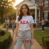 Greekgear Women’s Alpha Sigma Alpha ASA Lettered Thigh Sweatpants(Sports Grey)