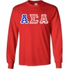 Alpha Sigma Alpha ASA Greek Letter American Flag Long Sleeve Tee(Red)