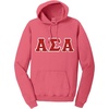 Alpha Sigma Alpha ASA Pigment-Dyed Lettered Hooded Sweatshirt(Fruit Punch)