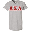 Alpha Sigma Alpha Lettered V Neck Tee(Heathered Nickel)