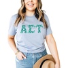 Alpha Sigma Tau Lettered Greek Short Sleeve T-Shirt(Ice Blue)