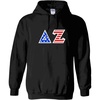 Delta Zeta Greek Letter American Flag Hoodie(Black)