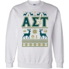 Greekgear Alpha Sigma Tau AST Ugly Christmas Sweater Crewneck Sweatshirt(White)