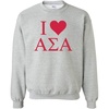 Greekgear I Love Alpha Sigma Alpha ASA Crewneck Sweatshirt(Light Grey)