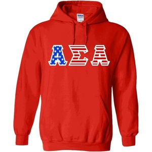 Alpha Sigma Alpha ASA Greek Letter American Flag Hoodie(Red)