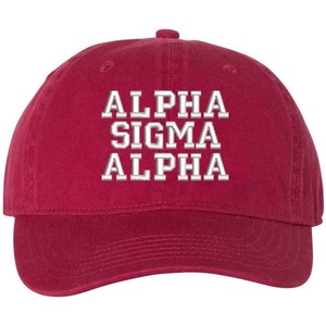 Alpha Sigma Alpha ASA Pigment Dyed Baseball Cap(Brick W/White Thread Color)