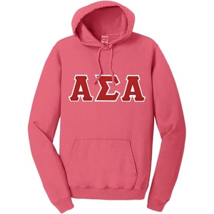 Alpha Sigma Alpha ASA Pigment-Dyed Lettered Hooded Sweatshirt(Fruit Punch)