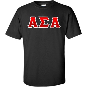 Alpha Sigma Alpha ASA Two Tone Greek Lettered T-Shirt(Black)