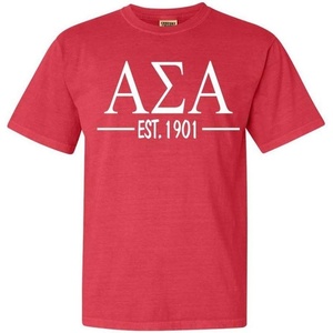 Alpha Sigma Alpha Custom Greek Lettered Short Sleeve T-Shirt(Red)