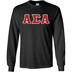 Alpha Sigma Alpha Lettered Long Sleeve Tee(Black)