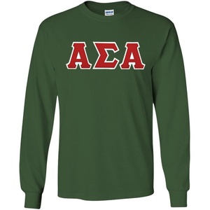 Alpha Sigma Alpha Lettered Long Sleeve Tee(Forest Green)