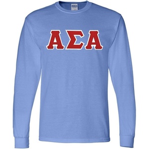 Alpha Sigma Alpha Lettered Long Sleeve Tee(Light Blue)