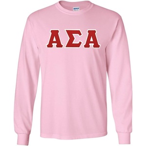 Alpha Sigma Alpha Lettered Long Sleeve Tee(Light Pink)
