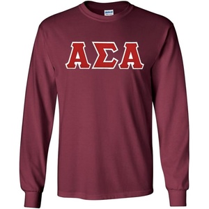 Alpha Sigma Alpha Lettered Long Sleeve Tee(Maroon)