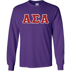 Alpha Sigma Alpha Lettered Long Sleeve Tee(Purple)