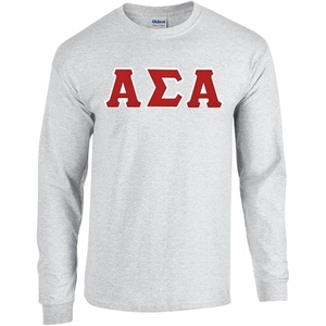 Alpha Sigma Alpha Lettered Long Sleeve Tee(Sports Grey)