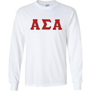 Alpha Sigma Alpha Lettered Long Sleeve Tee(White)