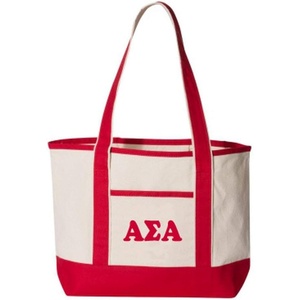Alpha Sigma Alpha Sailing Tote Bag(Natural/ Red)