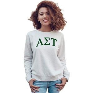 Alpha Sigma Tau AST Arched Greek Lettered Crewneck Sweatshirt(Light Grey)