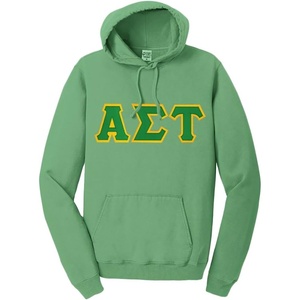 Alpha Sigma Tau AST Pigment-Dyed Lettered Hooded Sweatshirt(Safari)