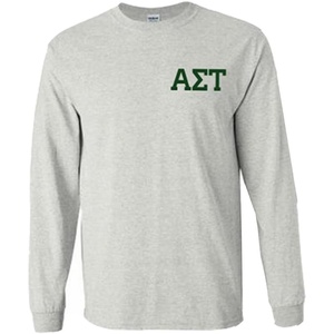 Alpha Sigma Tau AST World Famous Crest Long Sleeve T-Shirt(Light Grey)