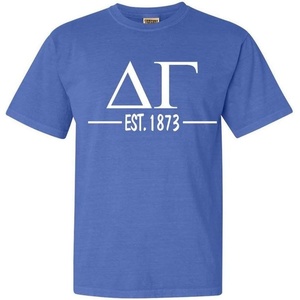 Delta Gamma Custom Greek Lettered Short Sleeve T-Shirt(Flo Blue)