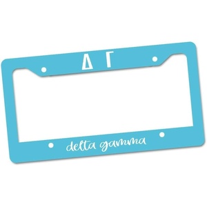 Delta Gamma Custom License Plate Frame Light Blue