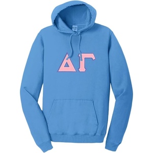 Delta Gamma Pigment-Dyed Lettered Hooded Sweatshirt(Blue Moon)