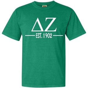 Delta Zeta Custom Greek Lettered Short Sleeve T-Shirt(Grass)