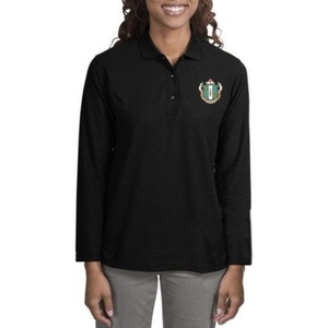 Delta Zeta Emblem Long Sleeve Polo(Black)