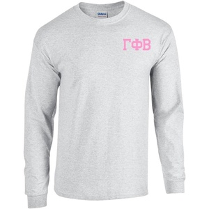 Gamma Phi Beta World Famous Crest Long Sleeve T-Shirt(Light Grey)